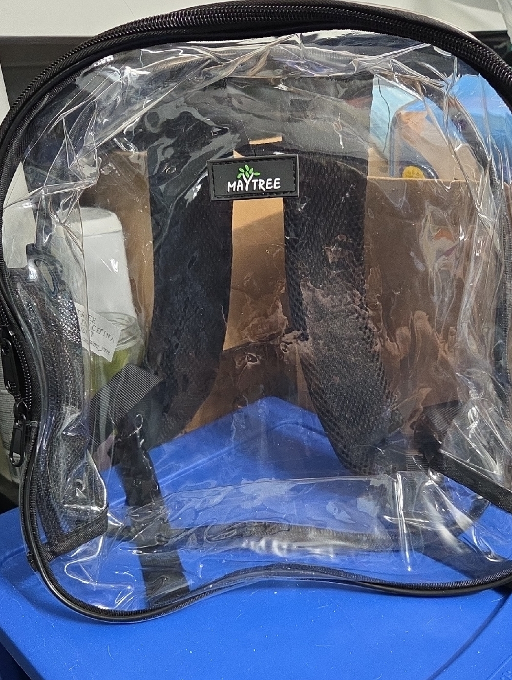 MayTree Clear Vinyl Backpack with Black Trim